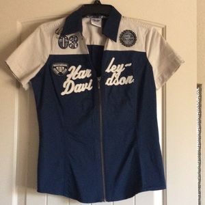 Harley Davidson zipfront shortsleeved shirt
